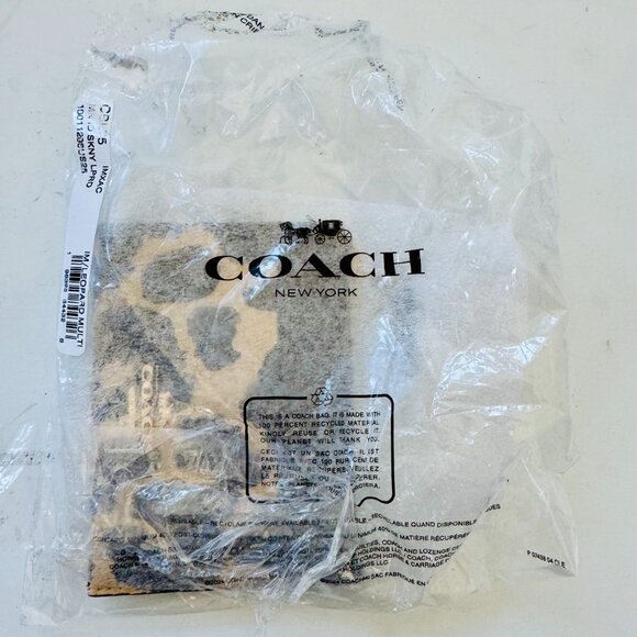 Coach Mini Skinny ID Case - CBL75 Gold Black Leopard Print Pebble Leather - Picture 6 of 8